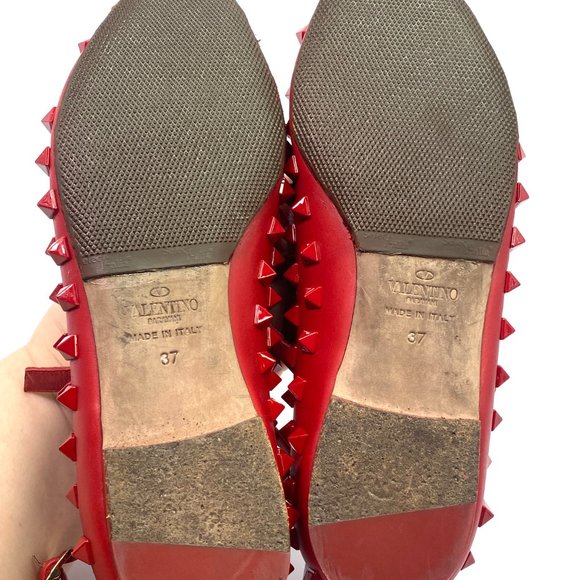 🌷❤️‍🔥FINAL SALE 🔥 NO OFFERS🌷💥Valentino Garavani Rockstud Red Flats 37 - Picture 8 of 9